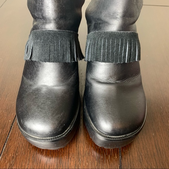 Arts Thread X Urban Outfitters Black Make It Fringe Platform Chunky Ankle Boots - Picture 7 of 14